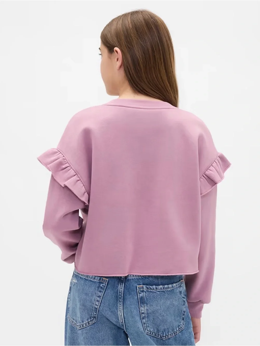 Gap Kids Vintage Soft Ruffle Cropped Sweatshirt Dusty Rose Sz 12 (XL)